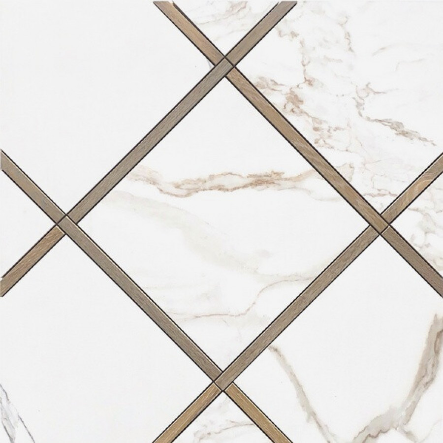 Плитка Fap Ceramiche Roma Incroci Calacatta Avana Lux Flzi глянцевая белый мрамор, дерево 60x60 9мм Плитка Fap Ceramiche Roma Incroci Calacatta Avana Lux Flzi глянцевая белый мрамор, дерево 60x60 9мм
