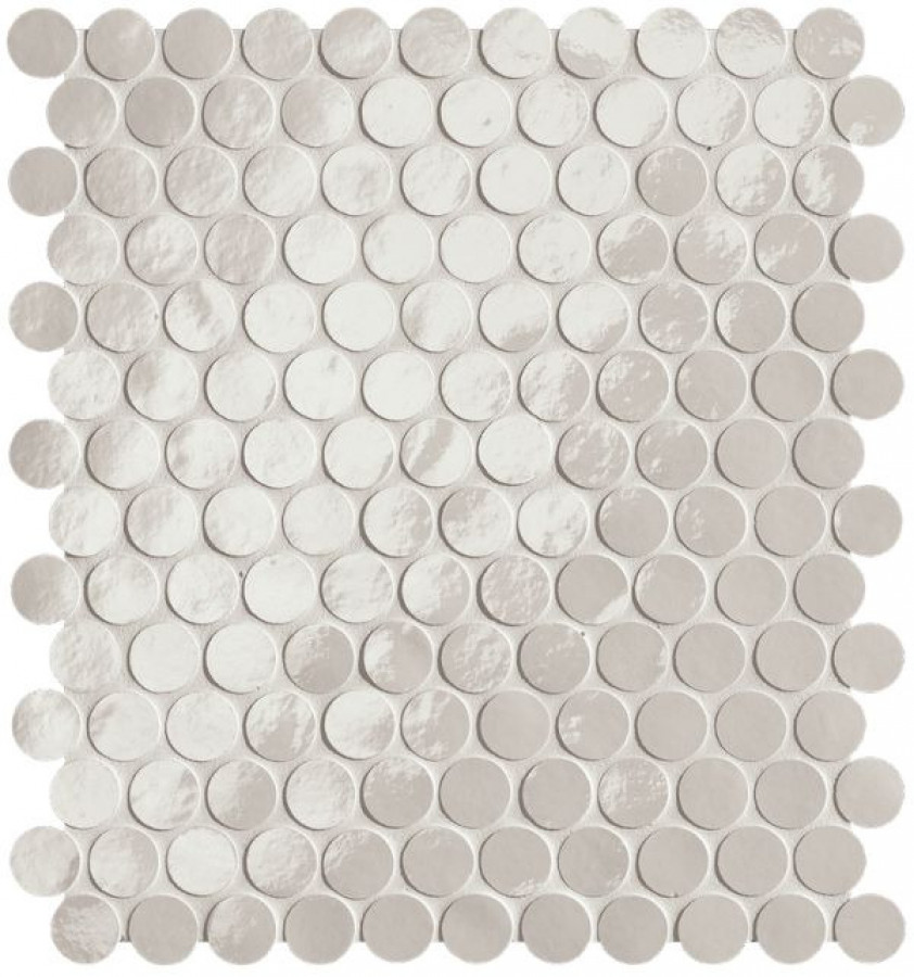Плитка Fap Ceramiche Glim Ghiaccio Round Mosaico Brillante Froi 33x30 глянцевая белый, серый однотонная Плитка Fap Ceramiche Glim Ghiaccio Round Mosaico Brillante Froi 33x30 глянцевая белый, серый однотонная