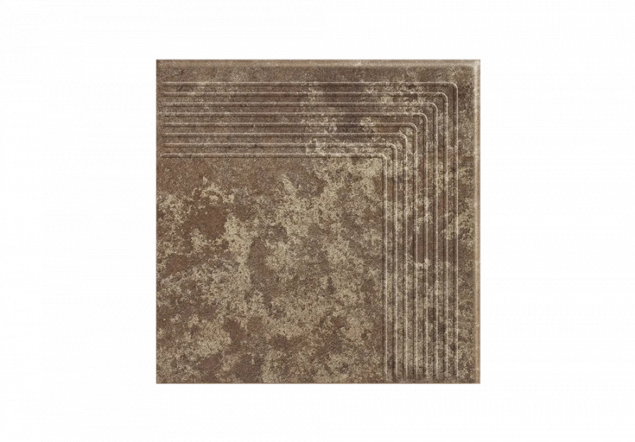 Угловая клинкерная ступень с насечками Paradyz Ilario Brown 300x300x11 Угловая клинкерная ступень с насечками Paradyz Ilario Brown 300x300x11
