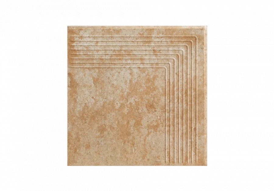 Угловая клинкерная ступень с насечками Paradyz Ilario Ochra 300x300x11 Угловая клинкерная ступень с насечками Paradyz Ilario Ochra 300x300x11
