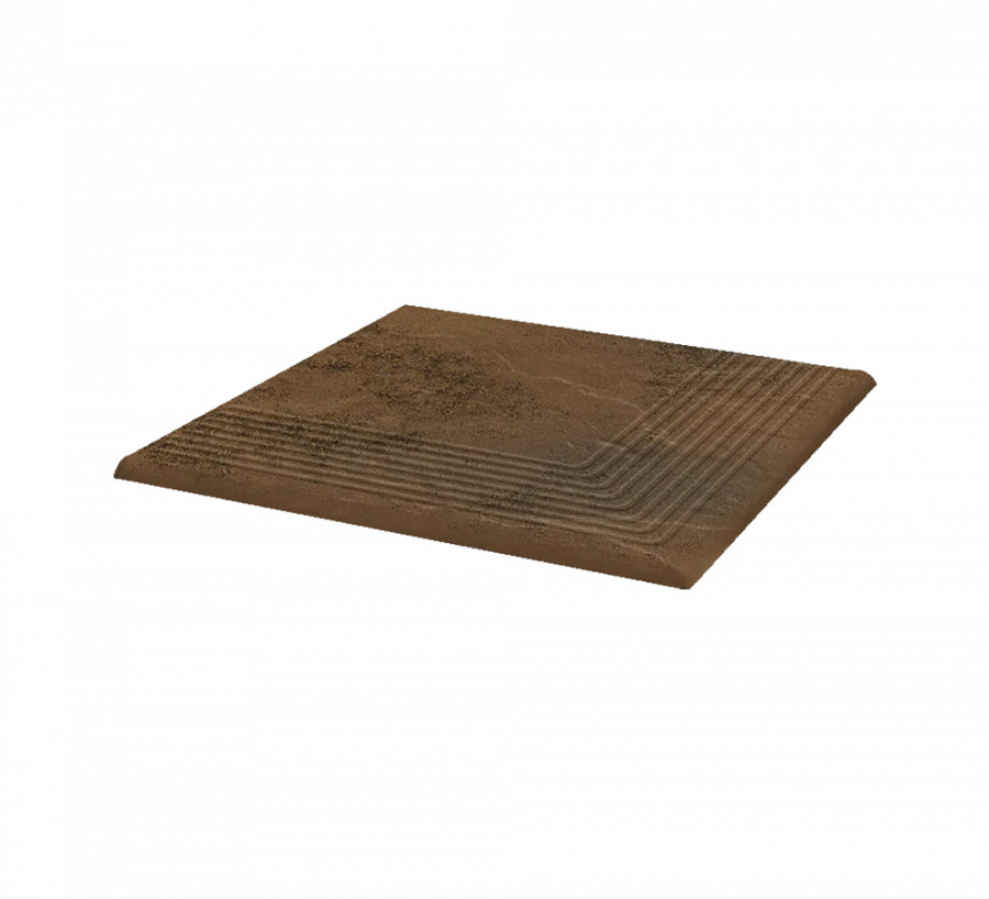 Угловая клинкерная ступень с насечками Paradyz Semir Beige 300x300x11 Угловая клинкерная ступень с насечками Paradyz Semir Beige 300x300x11