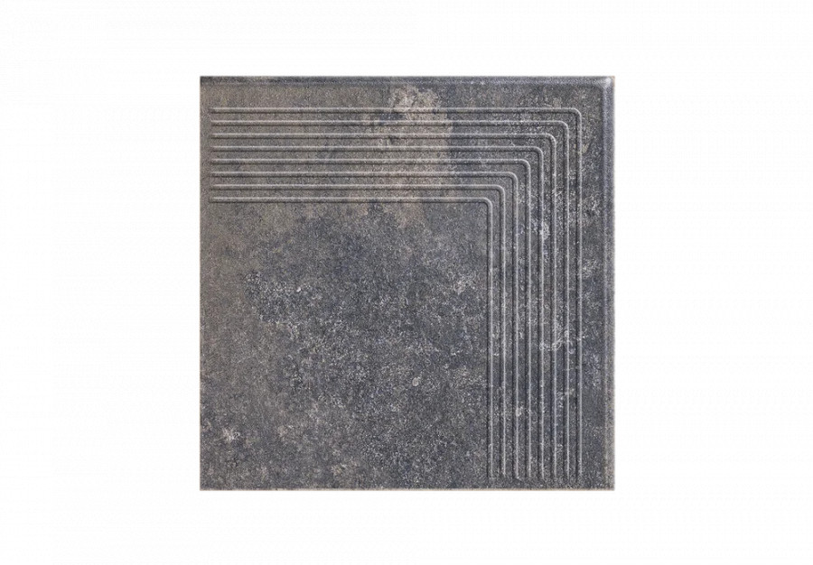 Угловая клинкерная ступень с насечками Paradyz Viano Antracite 300x300x11 Угловая клинкерная ступень с насечками Paradyz Viano Antracite 300x300x11