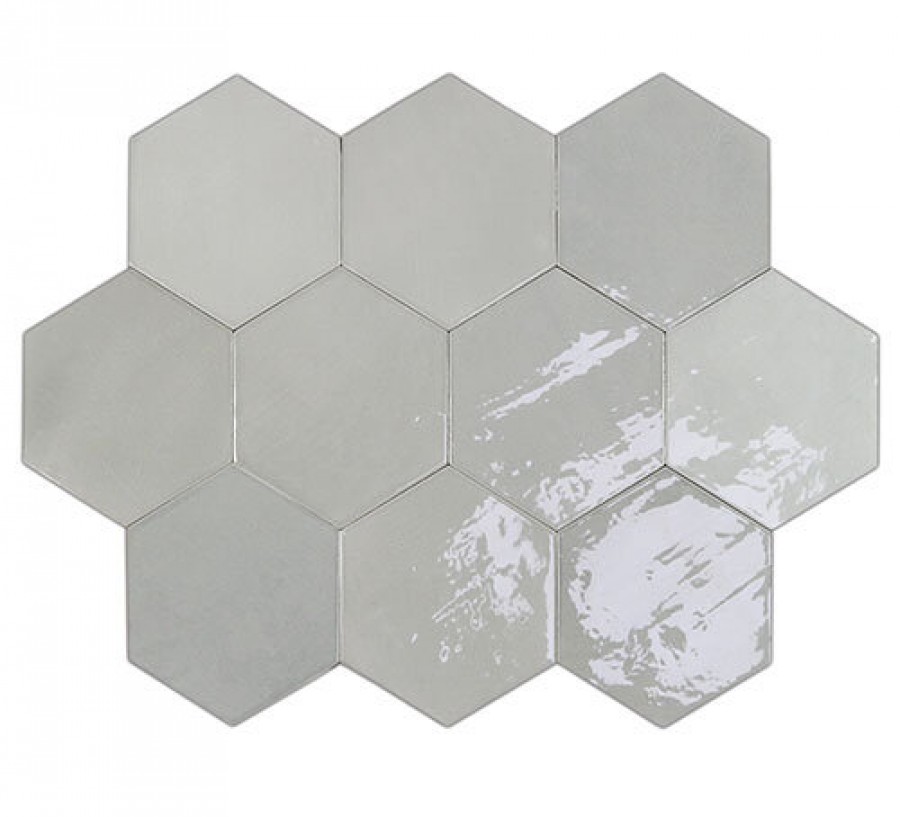 Плитка Wow 12x11 11мм Zellige Hexa Grey 122079 глянцевая серый краска, штукатурка, однотонная Плитка Wow 12x11 11мм Zellige Hexa Grey 122079 глянцевая серый краска, штукатурка, однотонная