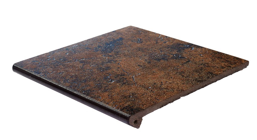 Ступень клинкер Exagres 33x33 12мм Metalica Cherry 327 Флорентийская Peldano Fiorentino R9 противоскользящая коричневый Ступень клинкер Exagres 33x33 12мм Metalica Cherry 327 Флорентийская Peldano Fiorentino R9 противоскользящая коричневый
