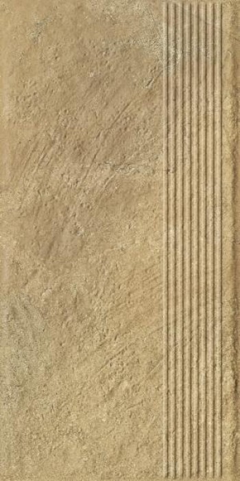 Плитка ступень 60x30 Эримайт бежевая структурная B1a матовая Ceramika Paradyz Плитка ступень 60x30 Эримайт бежевая структурная B1a матовая Ceramika Paradyz