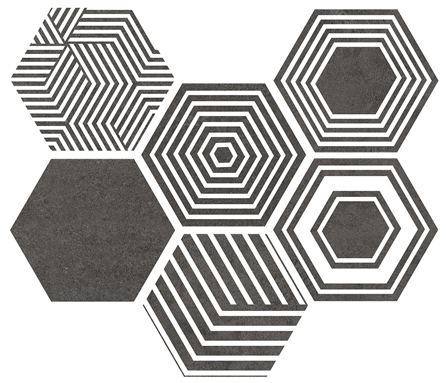 Плитка Керамогранит 23.2x26.7 ITT Ceramic Pier17 Hexa Zinc универсальная (напольная и настенная)
