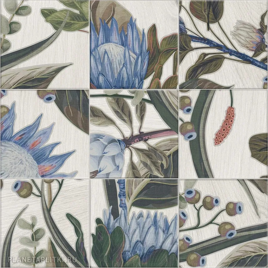Декор 20x20 9мм Bottega Decor Blue Leaves матовая Mainzu Декор 20x20 9мм Bottega Decor Blue Leaves матовая Mainzu
