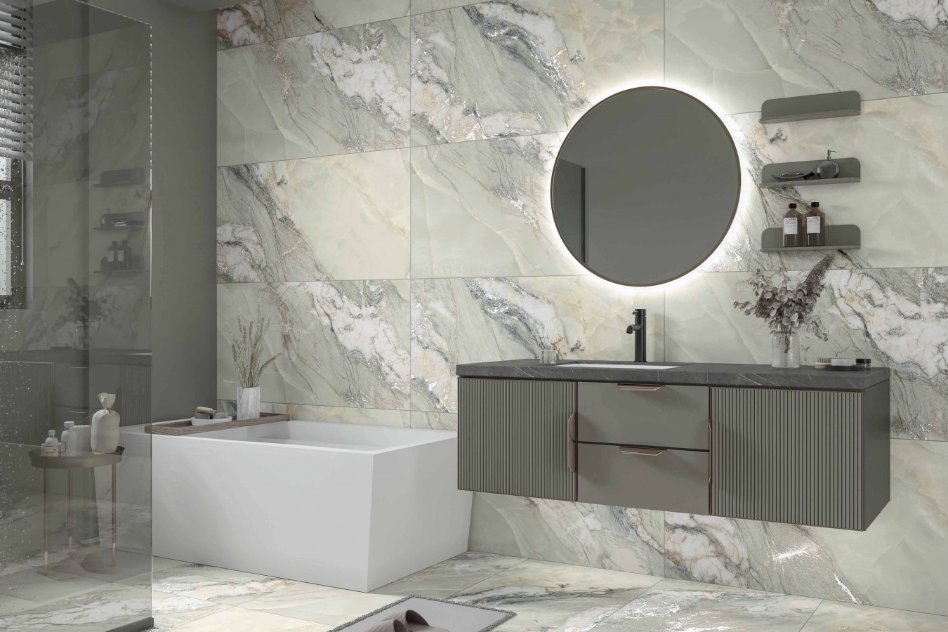 Плитка настенная 120x60 Оникс Эмеральд Гранде объемный карвинг матовая Realistik Плитка настенная 120x60 Оникс Эмеральд Гранде объемный карвинг матовая Realistik