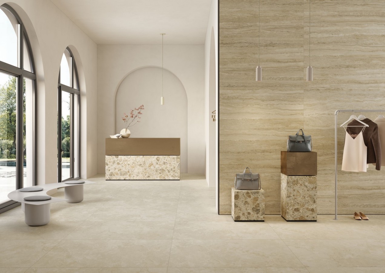 Плитка настенная 120x60 СитиСтоун травертин клауд матовая Vitra Плитка настенная 120x60 СитиСтоун травертин клауд матовая Vitra